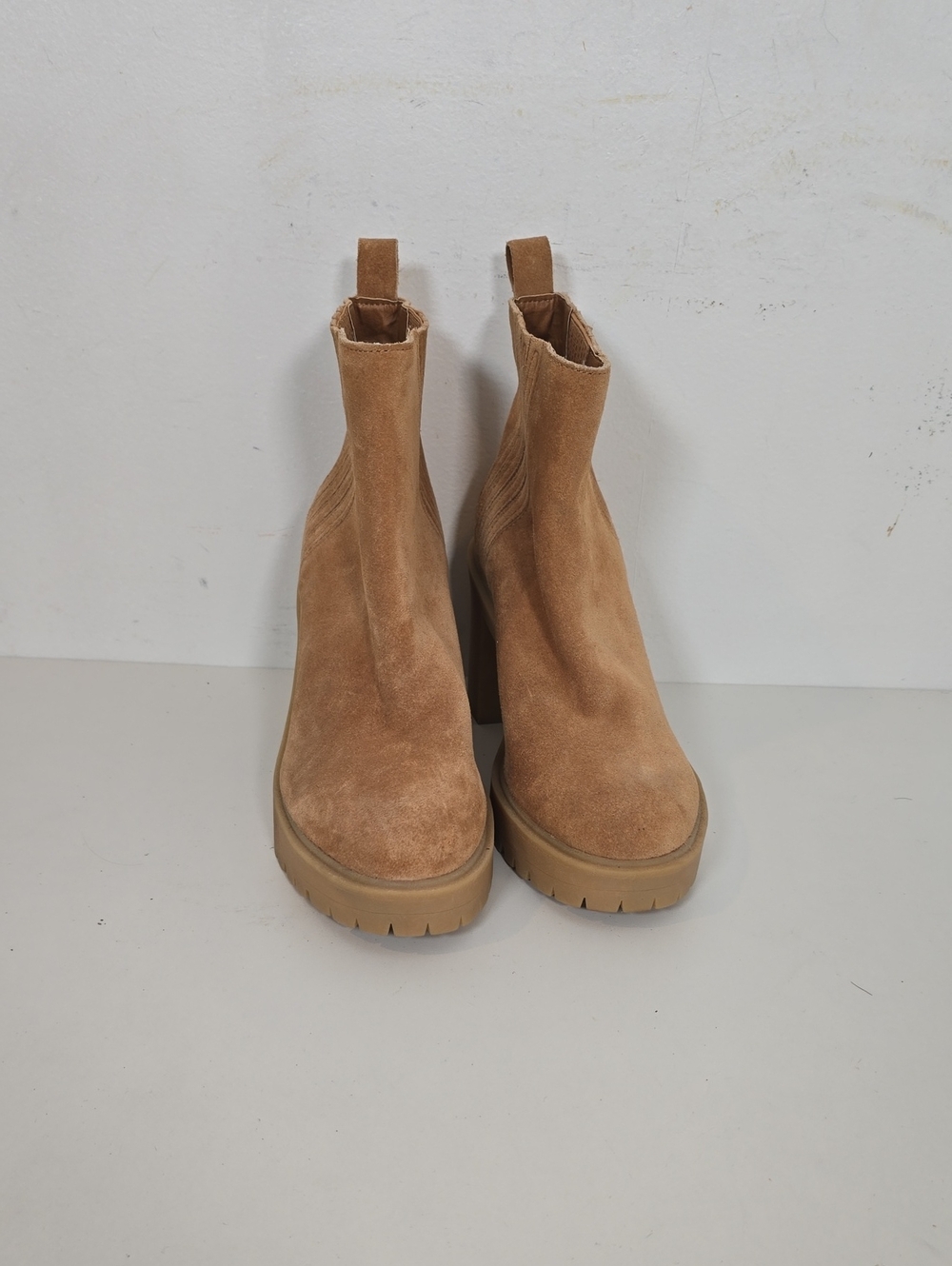 Dolce Vita Tan Suede Platform Chelsea Booties
